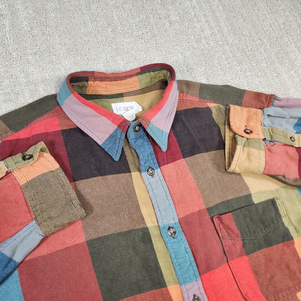 Vintage J Crew Oarsman Shirt Men Large Heavy Cotton Plaid Flannel Workwear